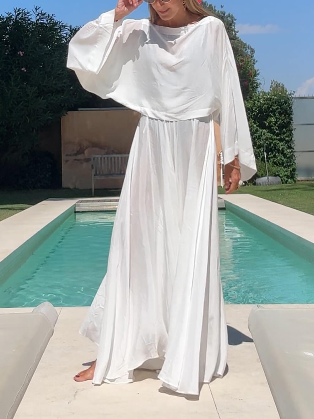 Elegant Unique Flared Sleeve Loose Top