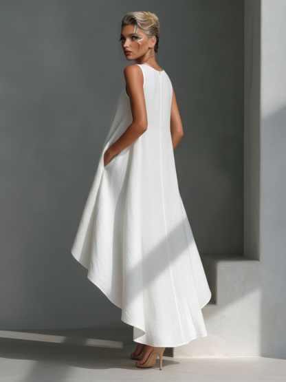 Casual Sleeveless Asymmetrical Hem Midi Dress