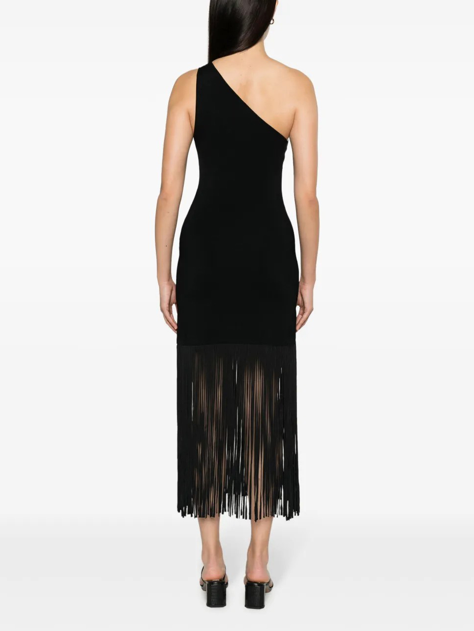 Sexy One-shoulder Sleeve Hollow Tassel Midi Dress