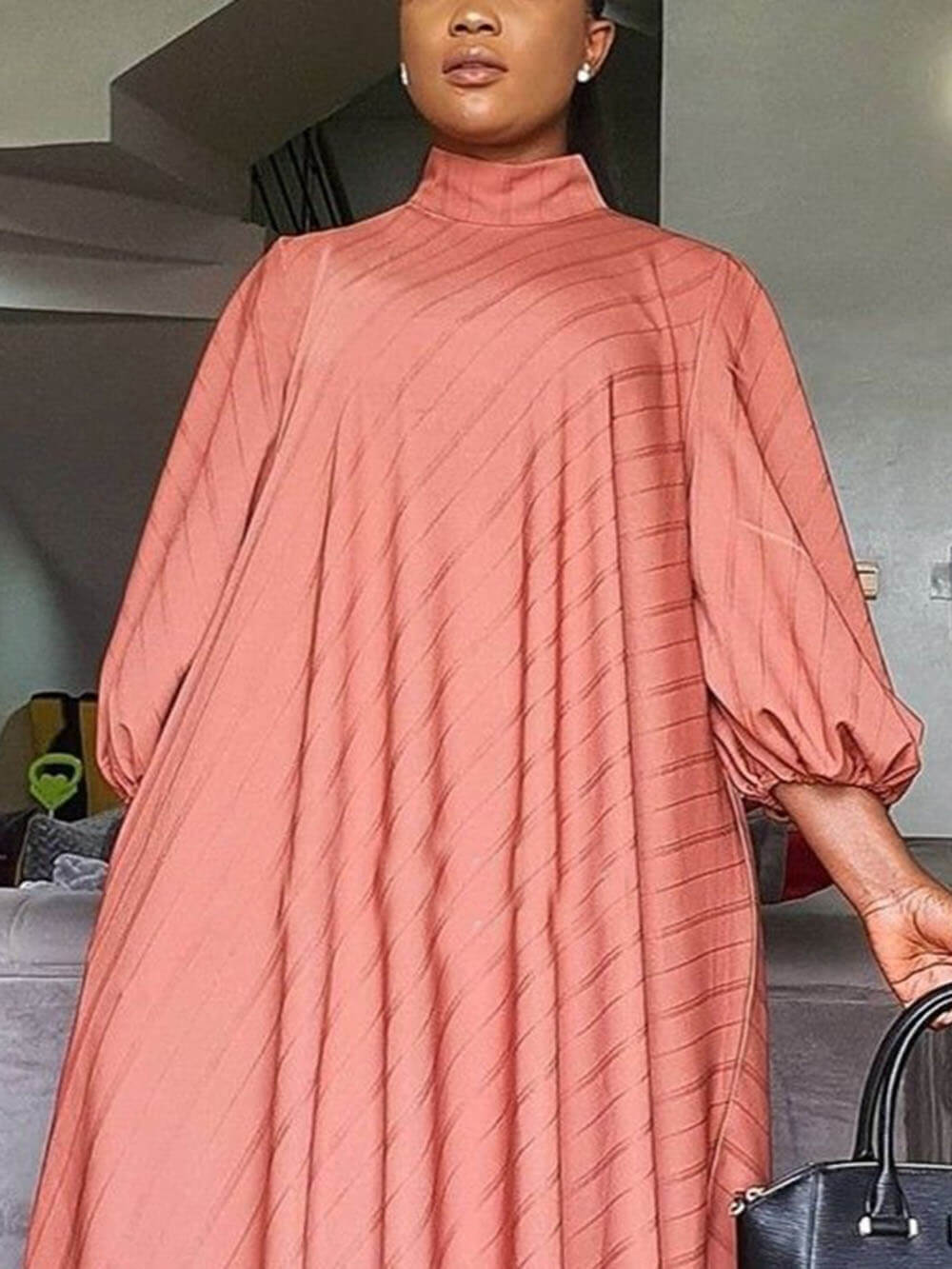 Boho Style Pleated Oversized Maxi Dress