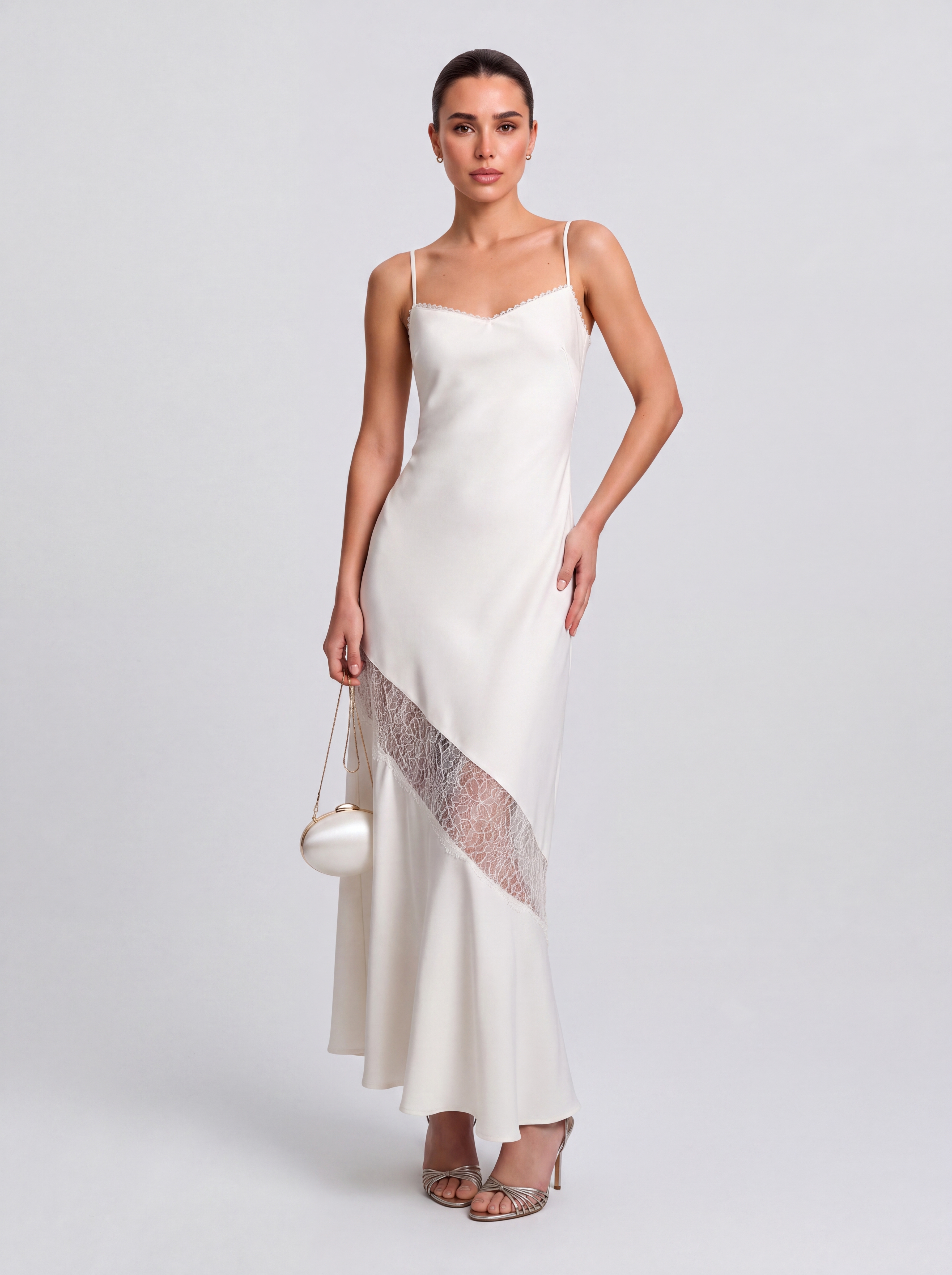 Satin Cutout See-Through Slip Dress