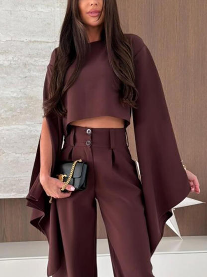 Exquisite Asymmetrical Flared Sleeve Loose Top