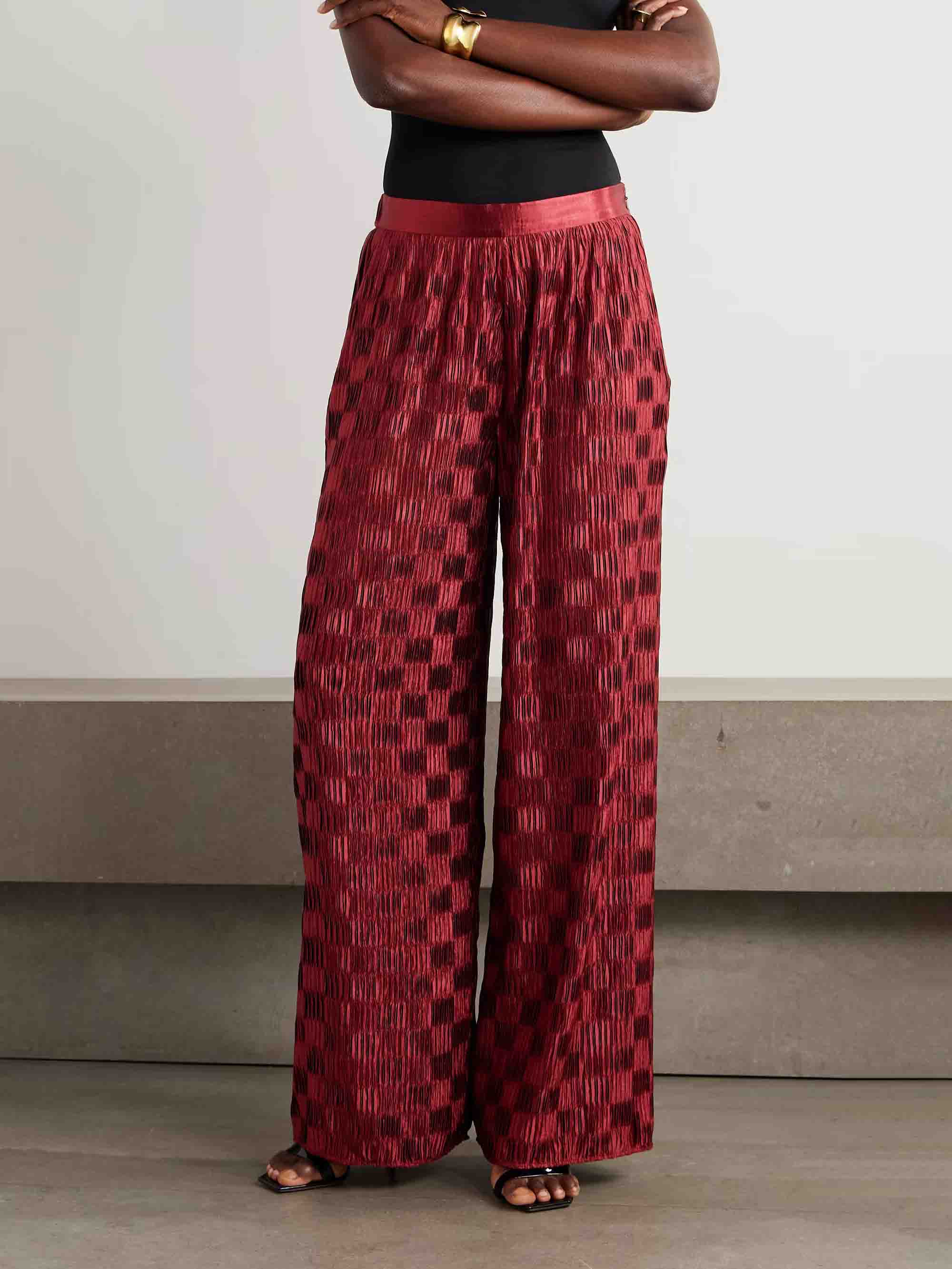 Exquisite Textured High-Waisted Wide-Leg Pants