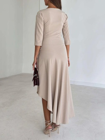 Exquisite Irregular Hem Pleated Midi Dress