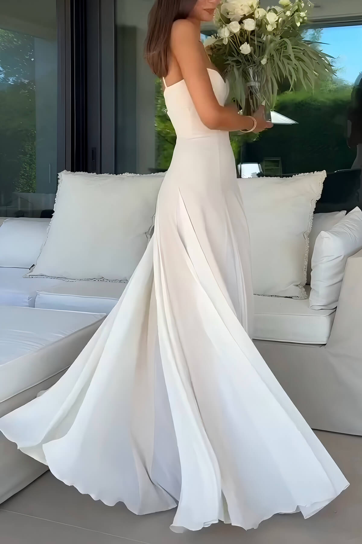 Elegance Panelled Tulle A-line Slip Maxi Dress