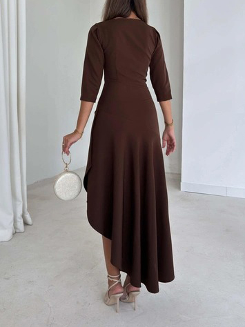 Exquisite Irregular Hem Pleated Midi Dress