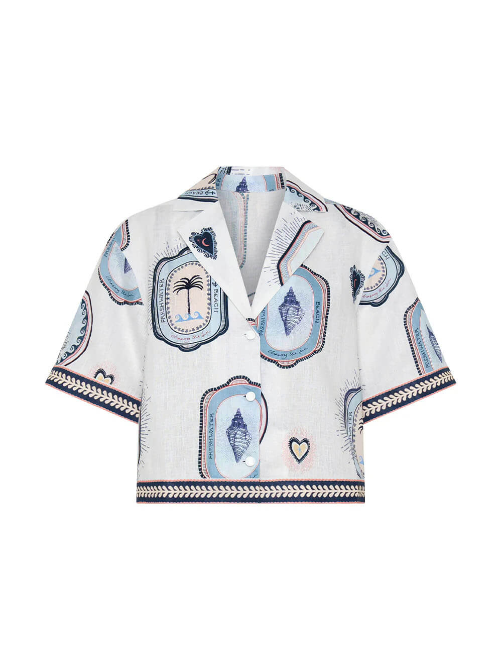 Retro Seashell Print Loose Top