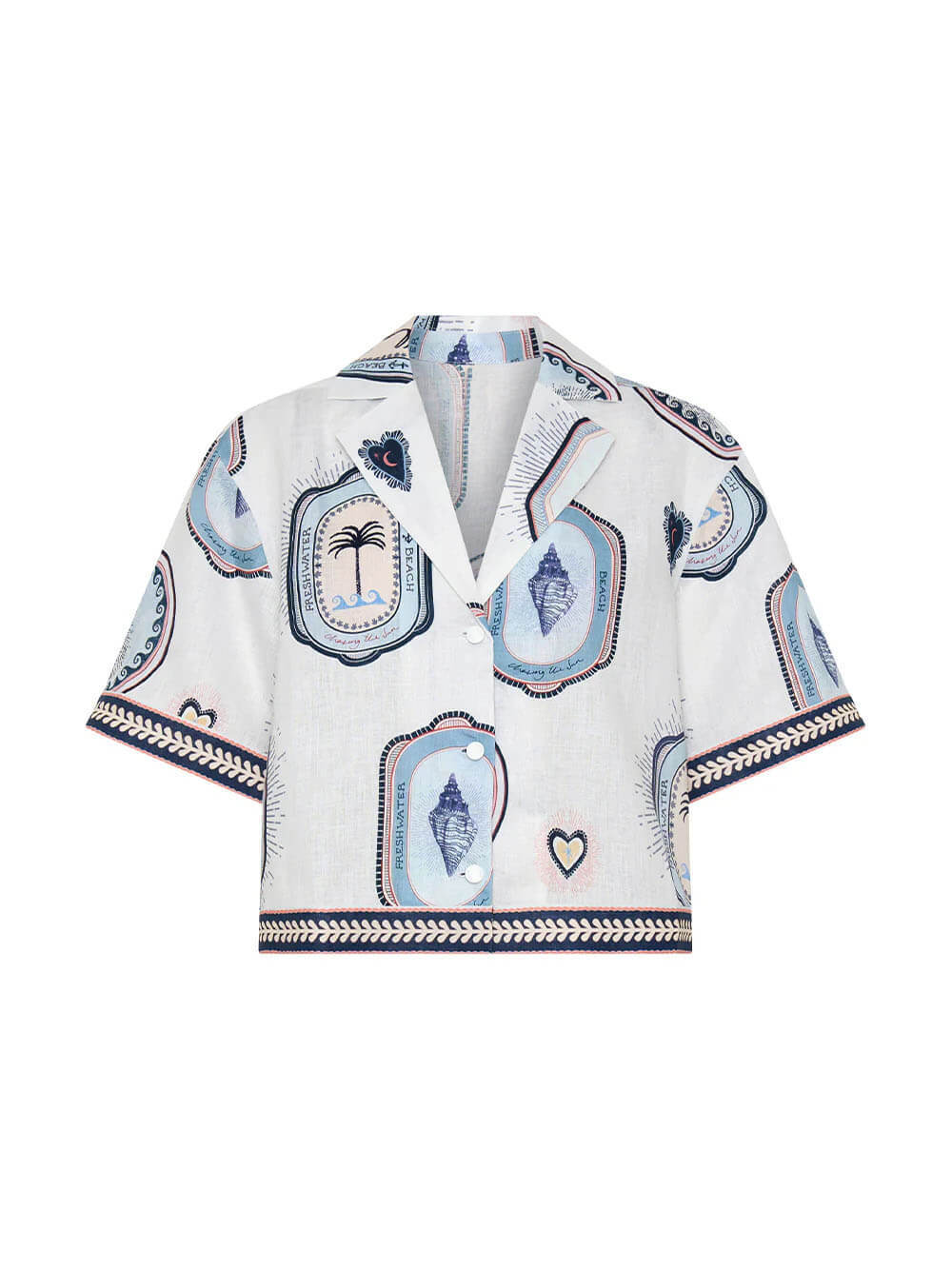 Retro Seashell Print Loose Top