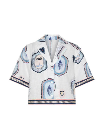 Retro Seashell Print Loose Top