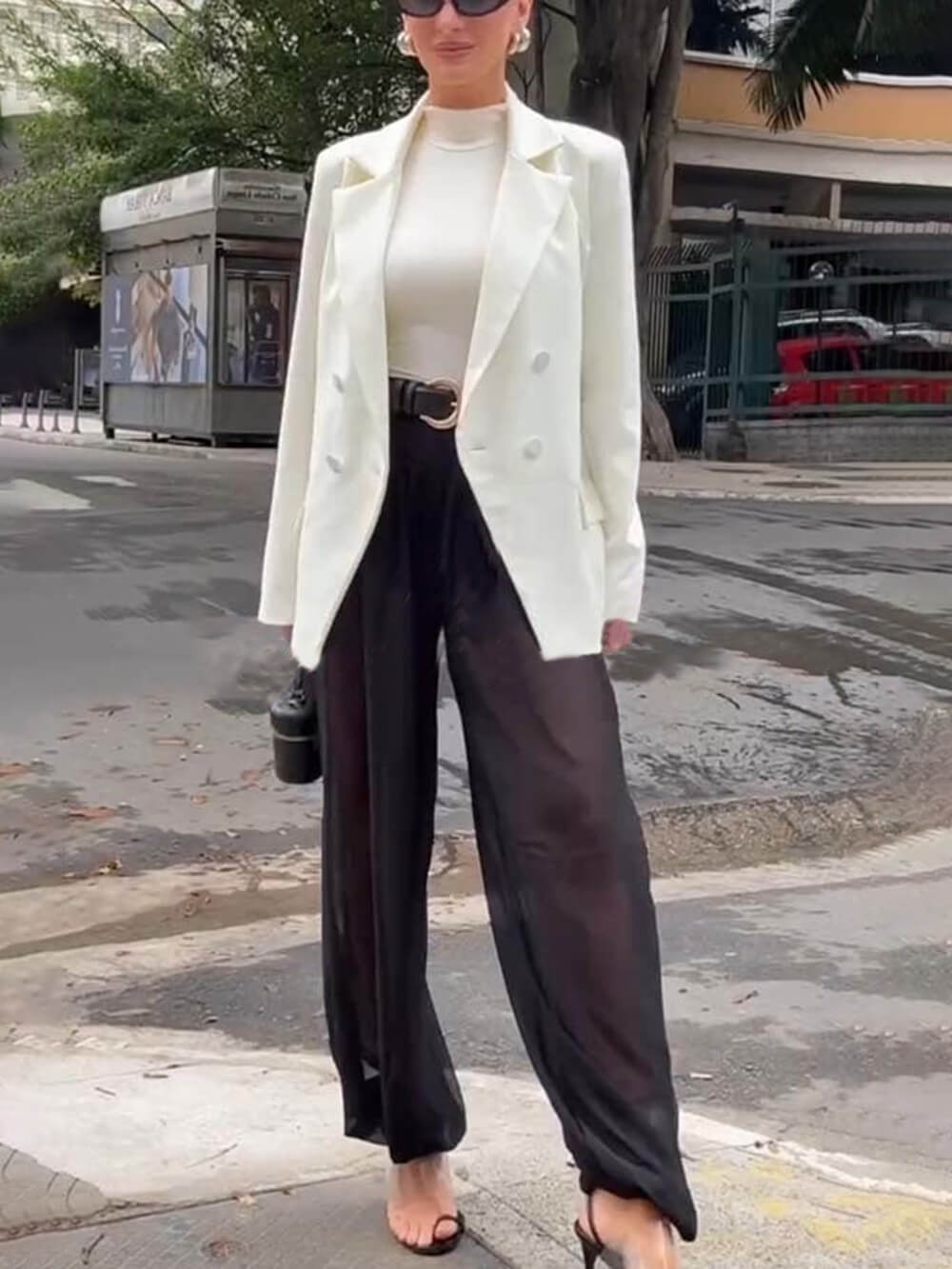 Classic Autumn Avenue Double-breasted Long Sleeve Lapel Loose Blazer