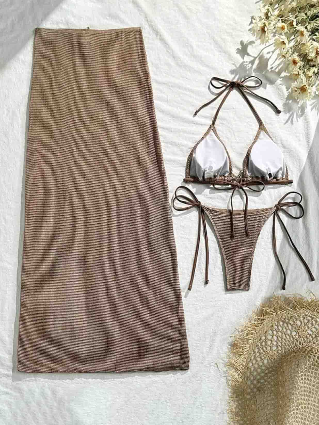 Halter Starfish Pendant Three-Piece Bikini Set