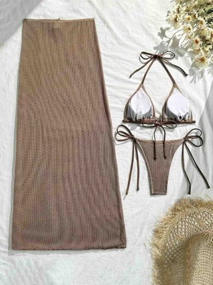 Halter Starfish Pendant Three-Piece Bikini Set