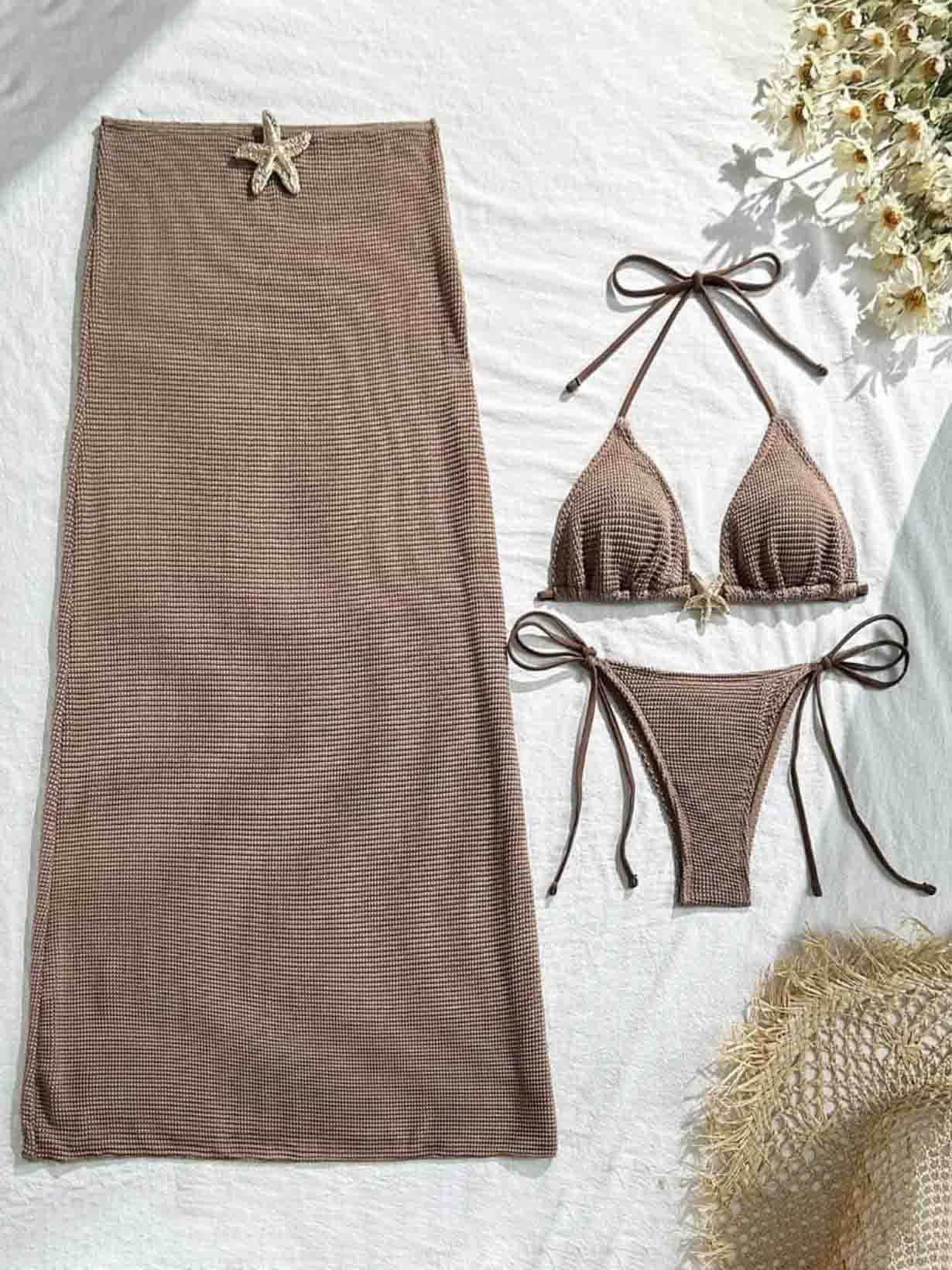 Halter Starfish Pendant Three-Piece Bikini Set