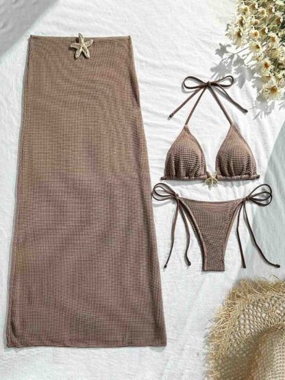 Halter Starfish Pendant Three-Piece Bikini Set
