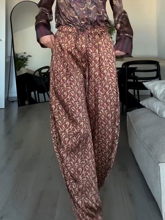 Retro Paisley Print Pants