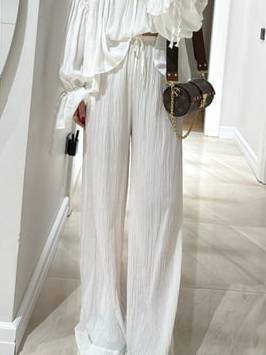 Bohemian Style Shirt And Wide Leg Pants Suit-Pants