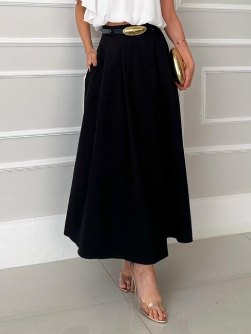 Elegant Asymmetrical Collar Shirt & Skirt Two-Piece Set