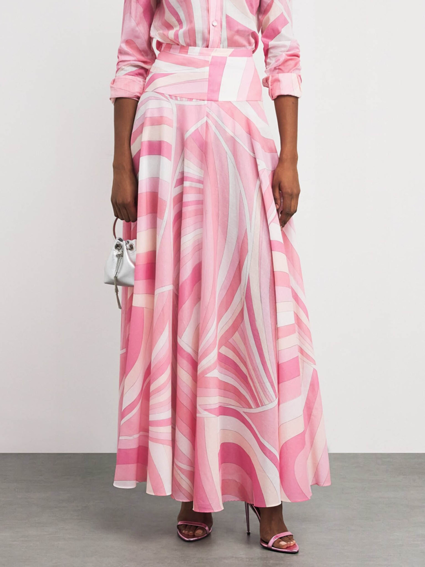 Exquisite Geometric Print Flared Skirt