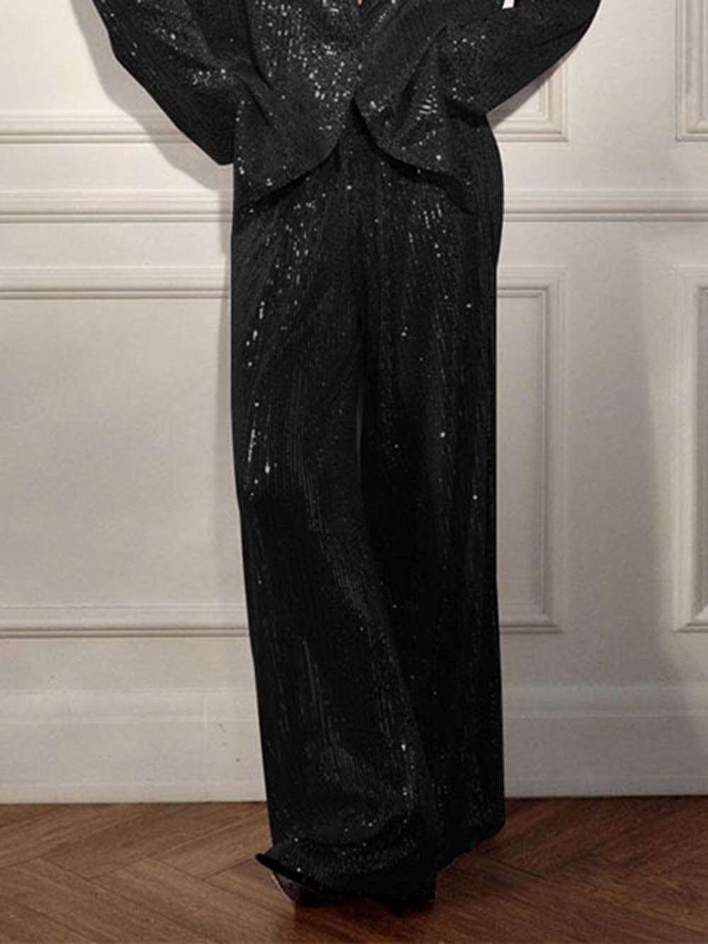 Fashionable Casual Sequined Jacket Suit