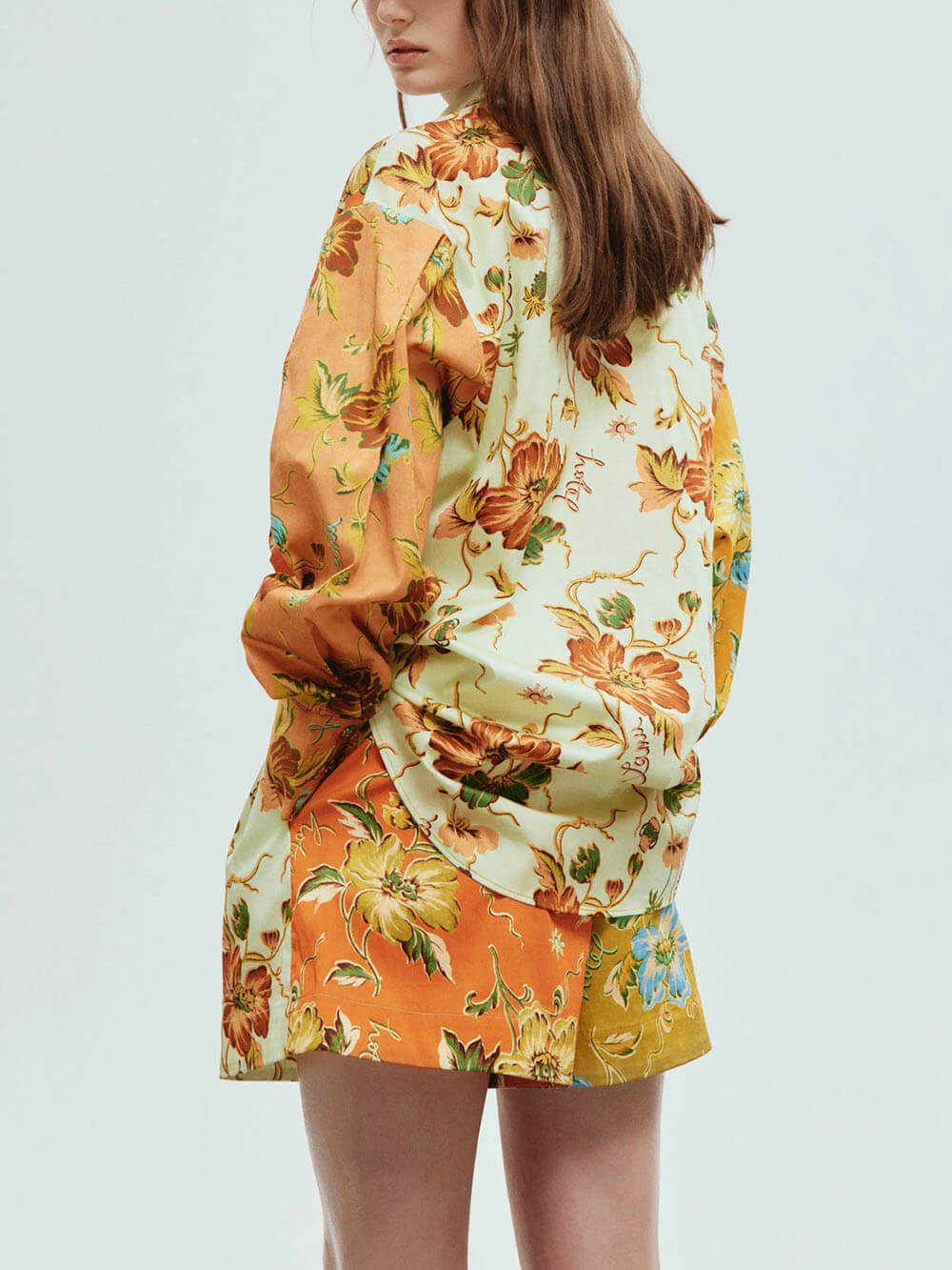 Casual Fashion Unique Print Button Shirt Elastic Drawstring Shorts Set
