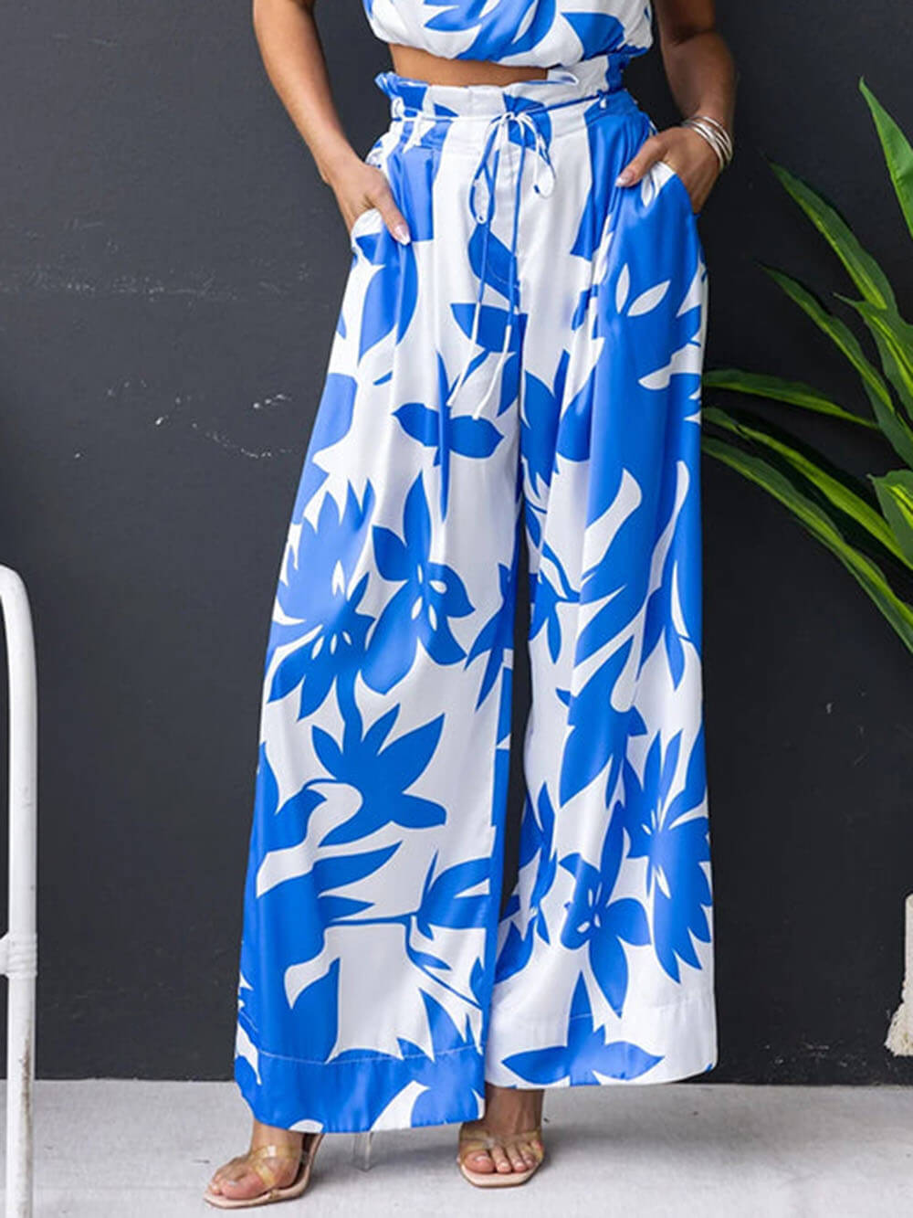 Unique Satin Printed High Neck Vest Top