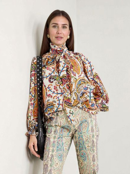Exquisite Bow-Tie Paisley Print Shirt