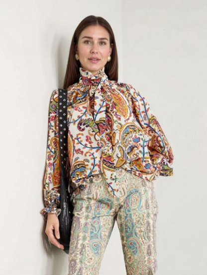 Exquisite Paisley Print Straight Pants