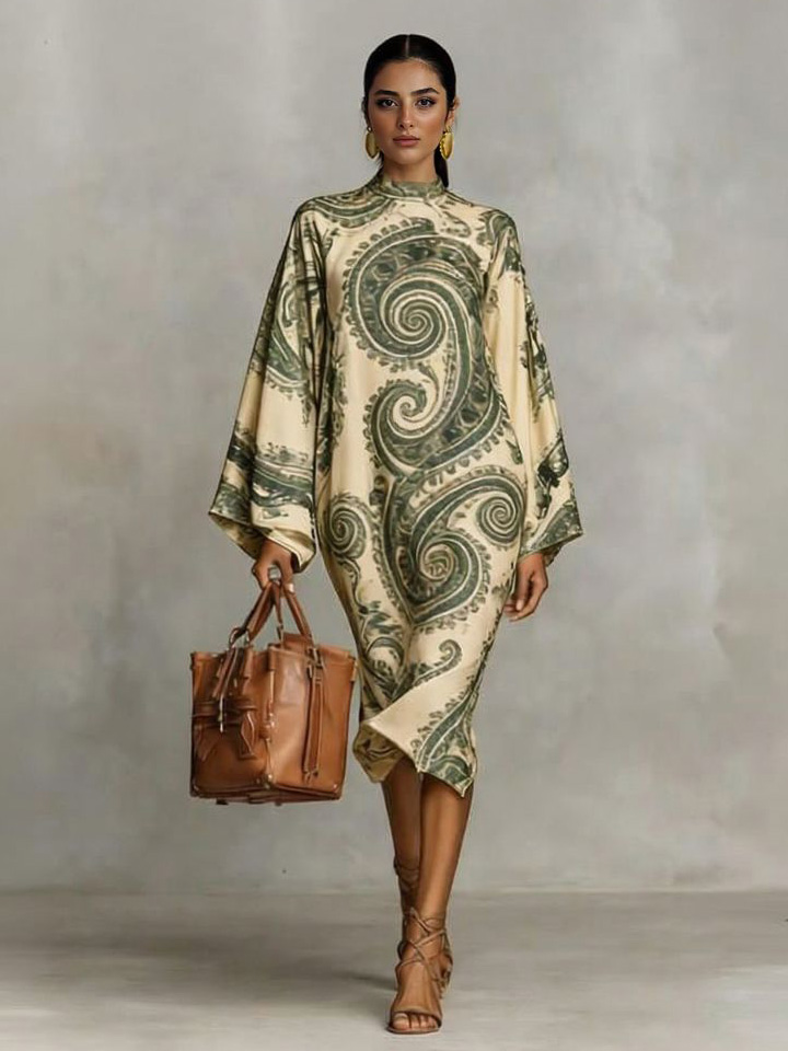 Bohemian Style Paisley Print Long Dress