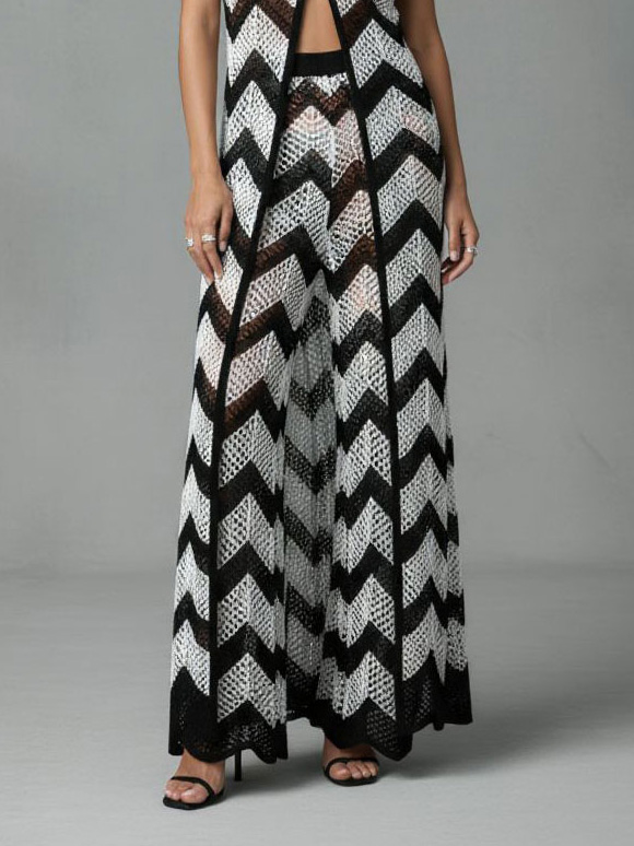 Beach Herringbone Crochet Cover-Up Two-Piece Set