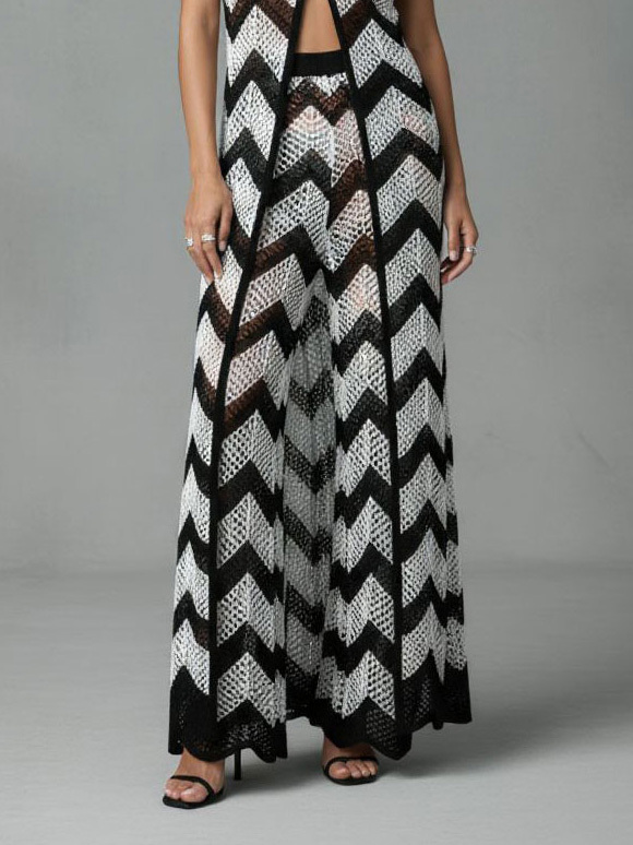 Beach Herringbone Crochet Cover-Up Two-Piece Set