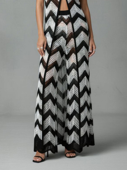 Beach Herringbone Crochet Cover-Up Two-Piece Set