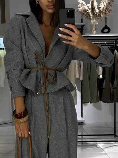 Classic Lapel Button-Detail Cropped Jacket