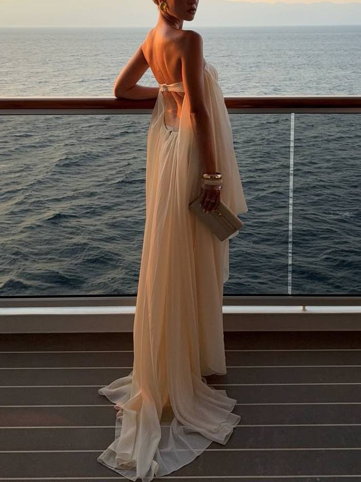 Tube Top Irregular Hem Maxi Dress