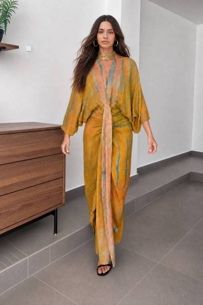 Kimono-Style Printed Dress