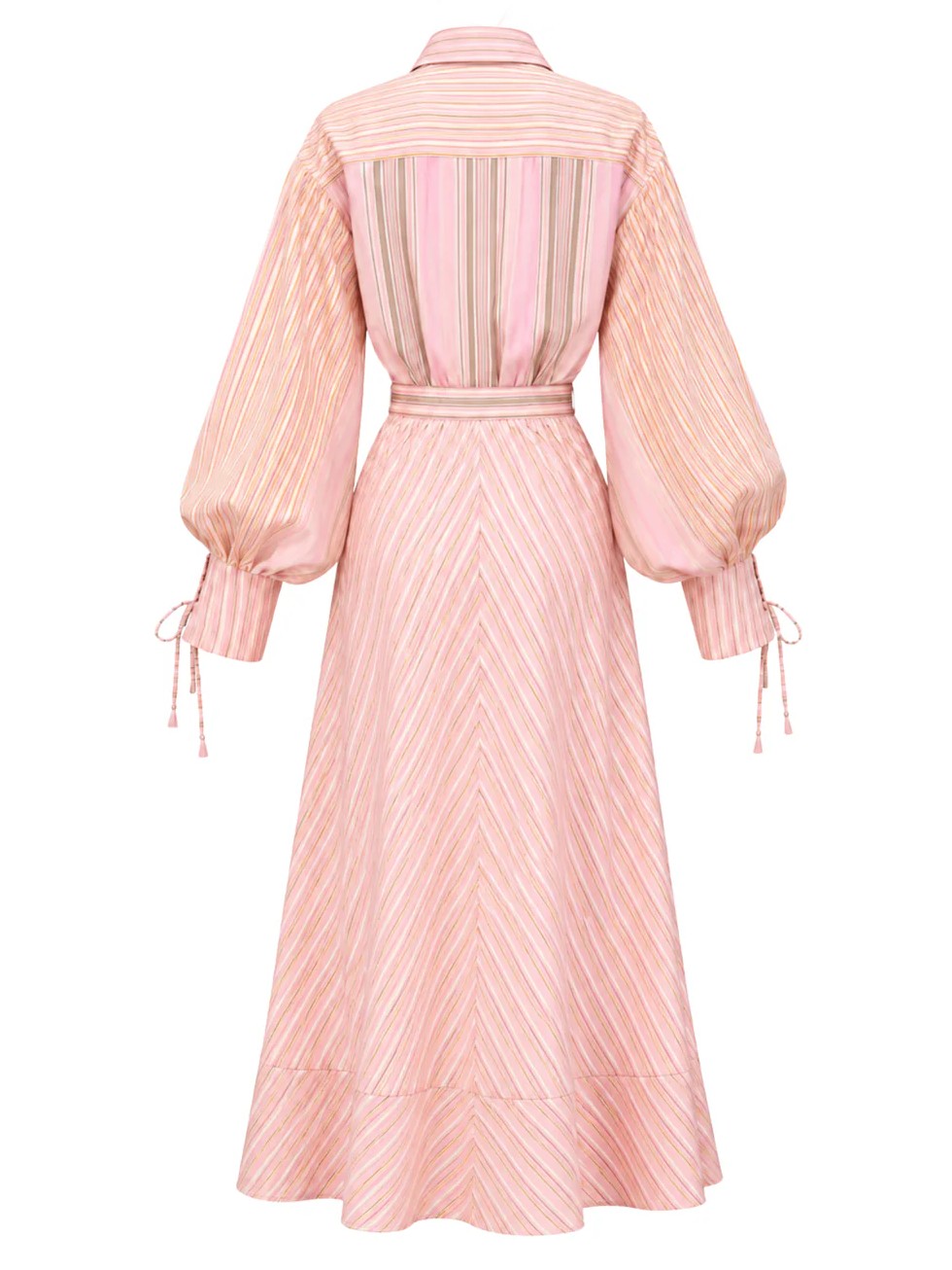Elegant Striped Wrap Shirt Maxi Dress