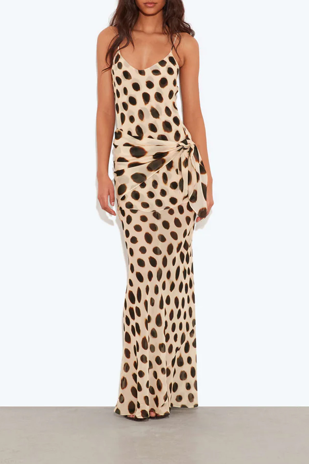 Vintage Wave Dot Strap Draped Holiday Style Dress