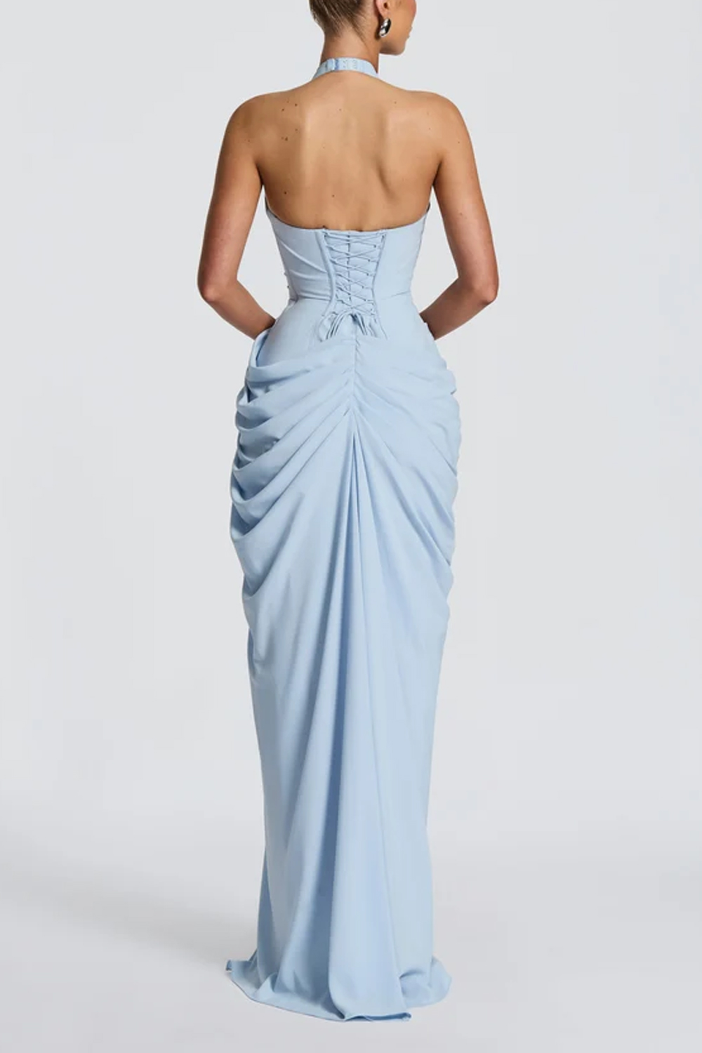 Long Dress With Deep Neck V-pleated Split