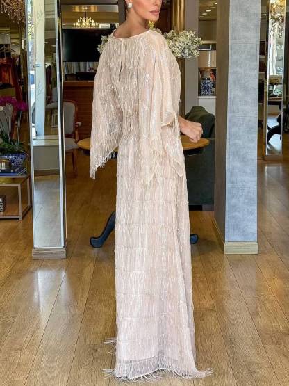 Tassel Design Dolman Sleeve Maxi Dress