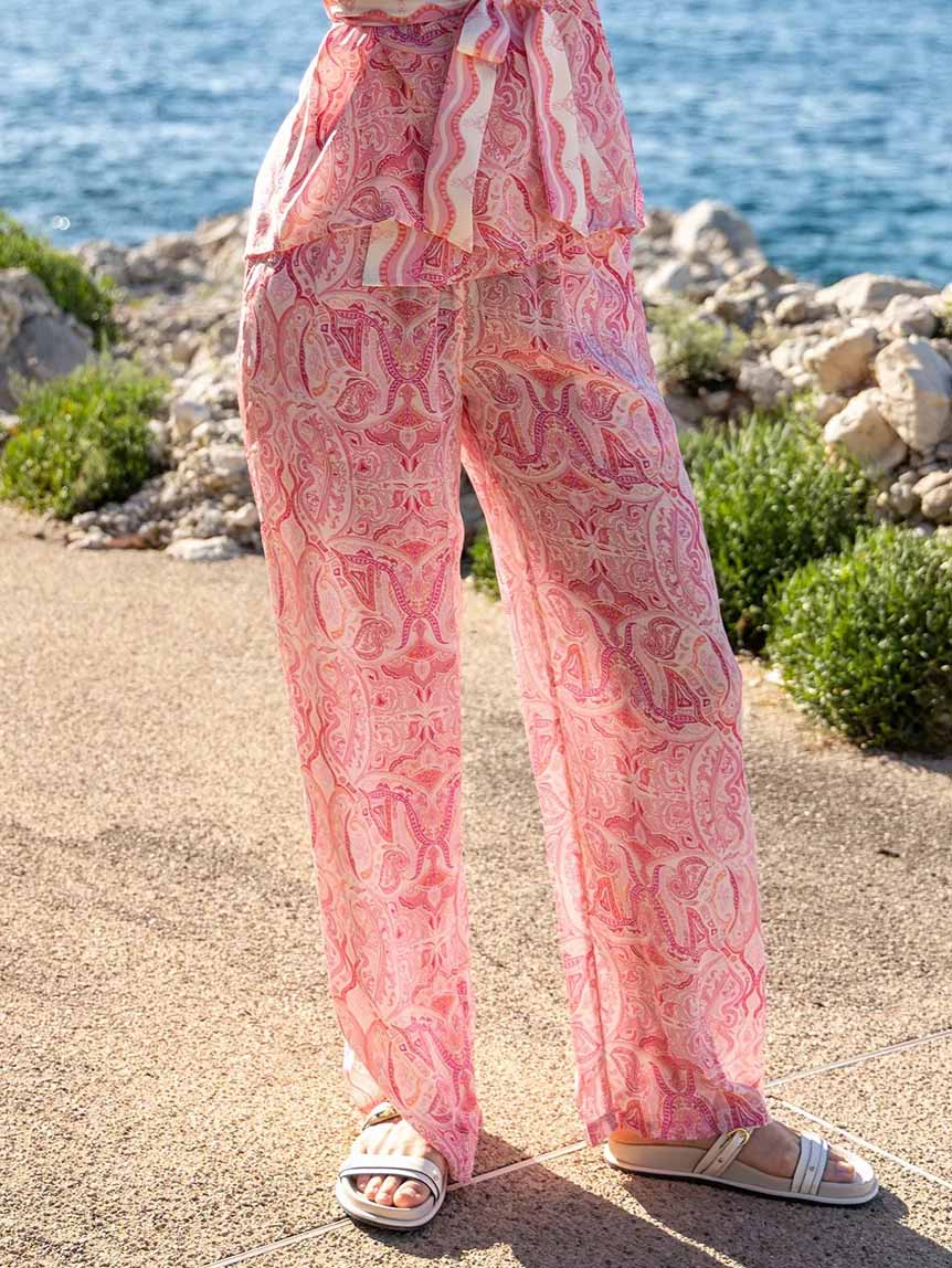Exquisite Paisley Print Wide-leg Pants