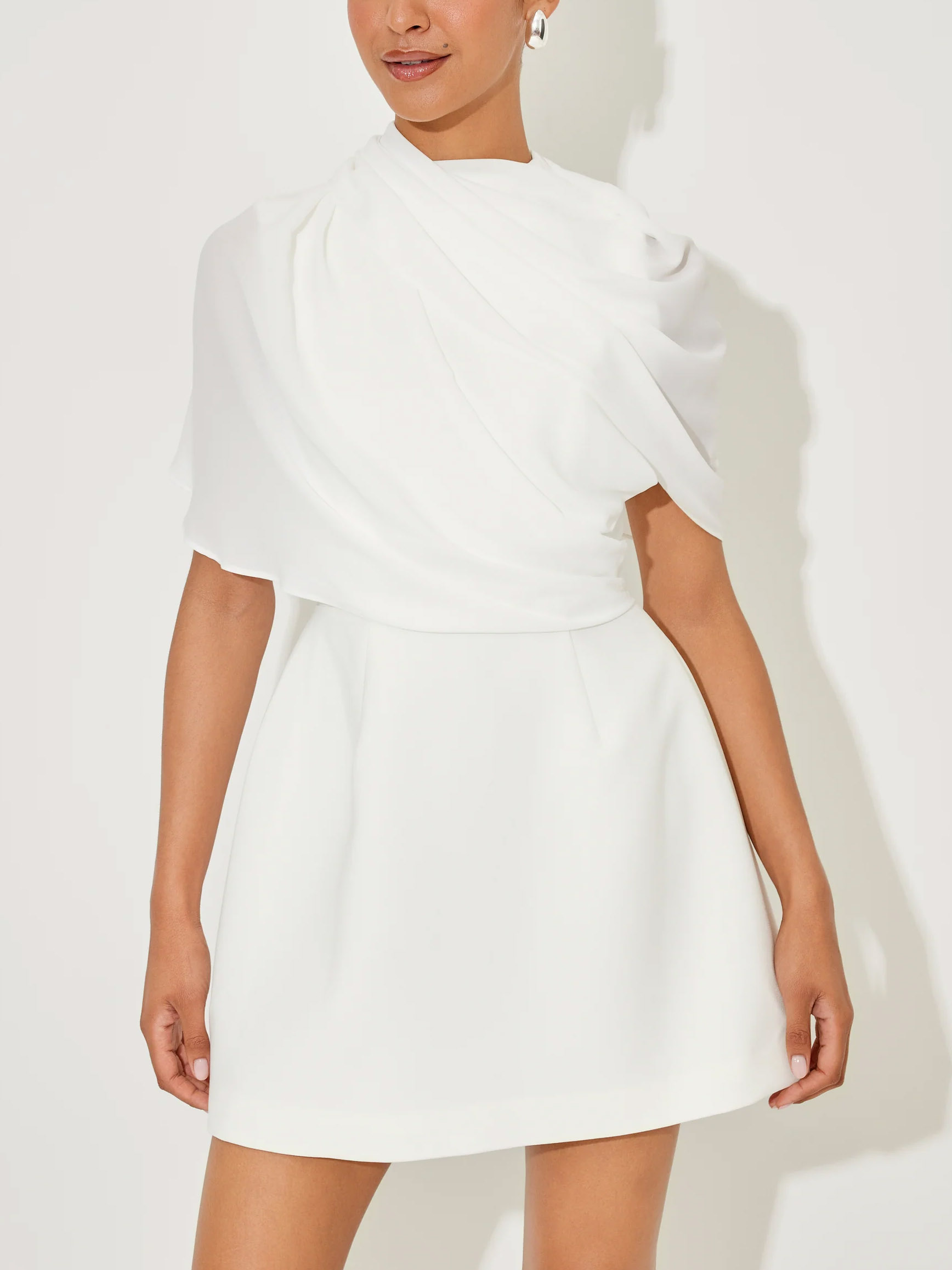 Elegant Sheer Cape Mini Dress