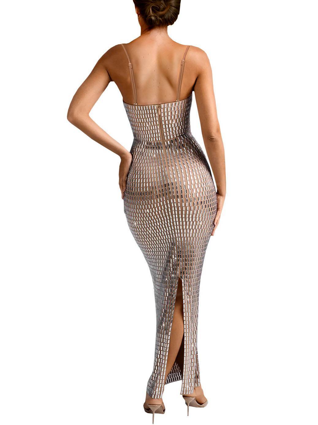 Shiny Sling Slim Fit Maxi Dress