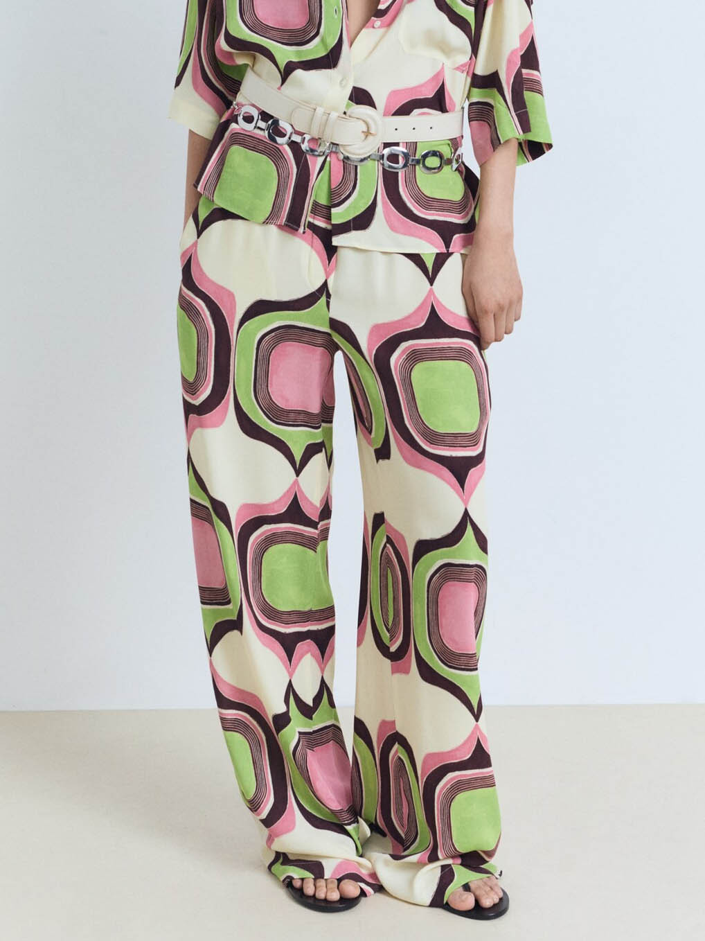 Unique Painted Geometric Print Wide-leg Pants
