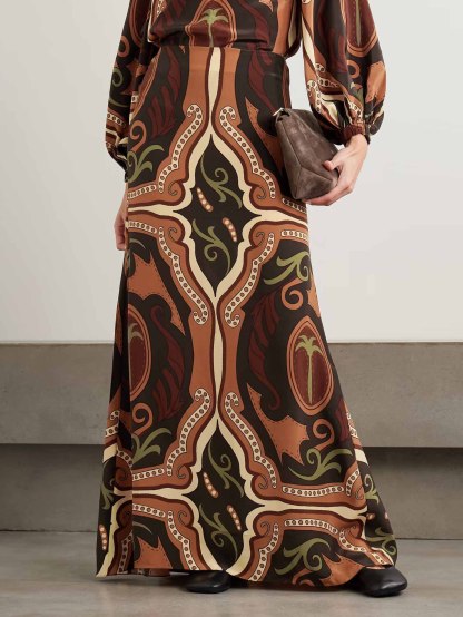 Retro Tung Palm Tree Print Long Skirt