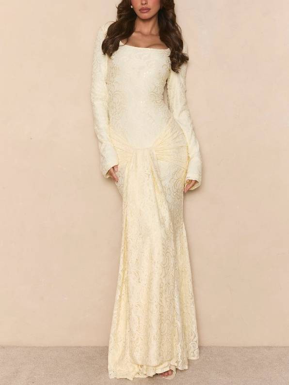 Lace Scarf Design Maxi Dress