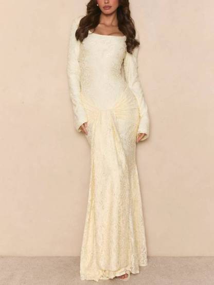 Lace Scarf Design Maxi Dress