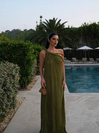 Vacation Style Off-Shoulder Braided Design Maxi Dress