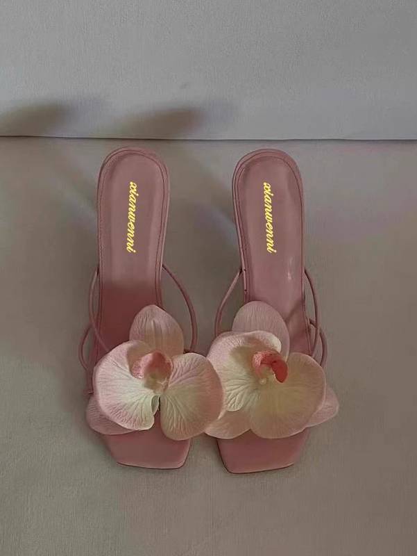 Flower High-heel Slippers
