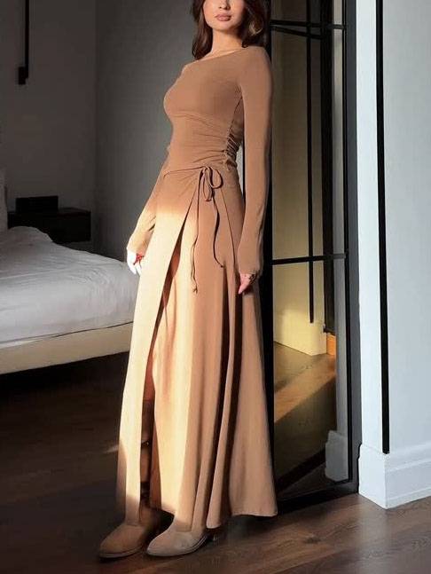 Off-Shoulder Top And Lace-Up Skirt Set