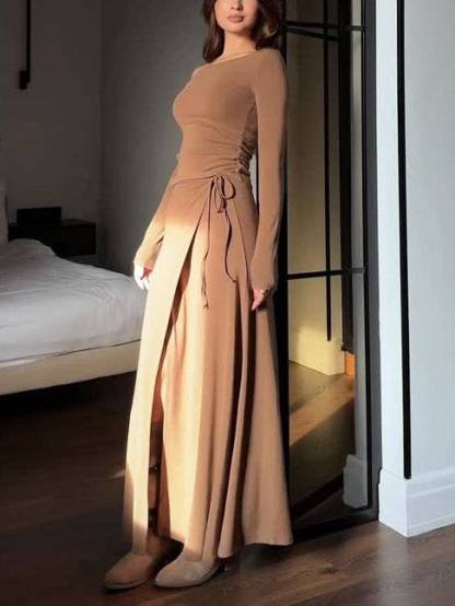 Off-Shoulder Top And Lace-Up Skirt Set