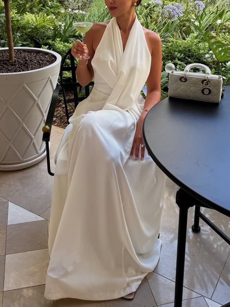 Elegant Halter Neck Backless Maxi Dress